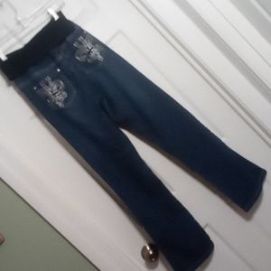 Maternity Boot Cut Jeans Belly by Design Silver Embroidery Rhinestones